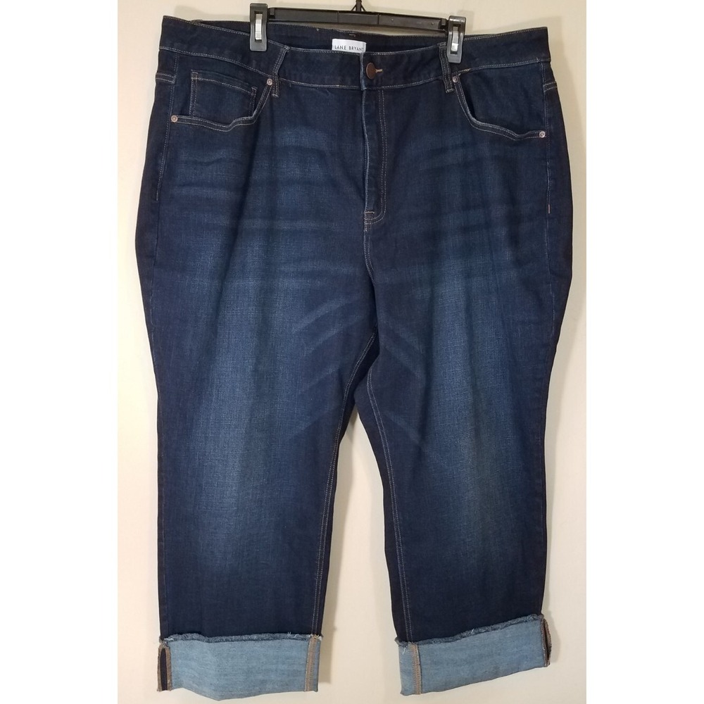 LANE BRYANT Jeans Women 26 Flex Magic Waist High‎ Rise Straight Raw Hem Cropped